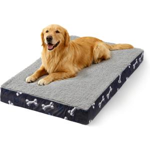 Waterproof Orthopedic Dog Bed for Extra Large Dogs 41x27x4 Inch - Egg Crate Foam Pet Crate Bed with Removable Washable Cover, Plush Top Anti-Slip Bed Mat, Navy