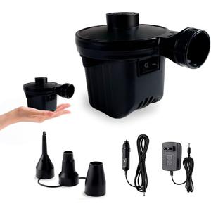 Electric Air Pump,Portable Quick-Fill Air Pump, Air Mattress Pump with 3 Nozzles for Inflatable Boat, Air Mattress Beds,Swimming Ring.Compatible with Home and car Adapter by Inscool