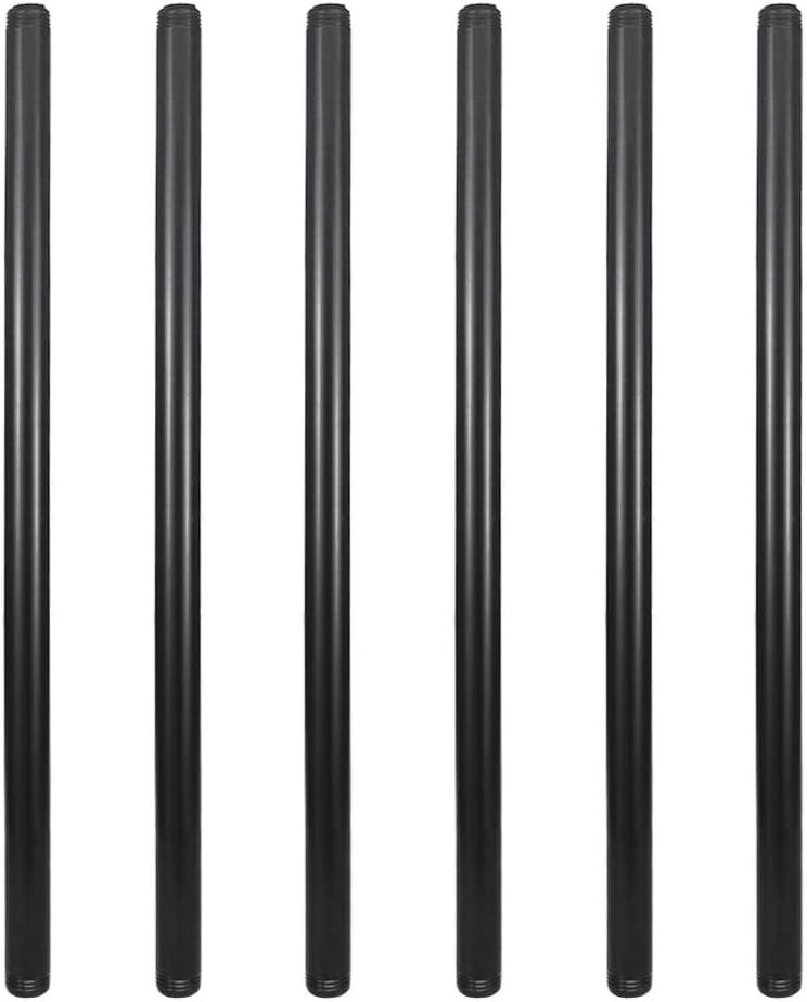 1/2" x 20" Black Steel Pipe, DIY Metal Threaded Pipe, 6 Pack