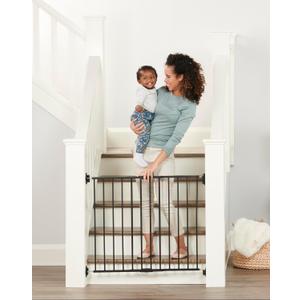 Regalo 2-in-1 Extra Wide Stairway and Hallway Walk Through Baby Safety Gate, Award Winning Brand, Hardware Mounting, Black