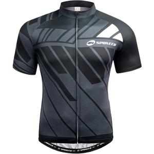 sponeed Men's Cycling Jerseys Tops Biking Shirts Short Sleeve Bike Clothing Full Zipper Bicycle Jacket with Pockets 3XL