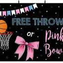 MEHOFOTO Free Throws or Pink Bows Gender Reveal Party Photo Background Props Basketball or Bow Baby Shower Boy or Girl Blue Pink Decoration Black Backdrops Banner for Dessert Table 7x5ft
