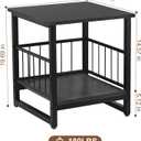 End Table, Industrial Side Table with 2-Tire Storage Shelf, 180LBS Mini Fridge Stand with Adjustable Feet, 18"x18" Wood Night Stand Small Bedside Table with Sturdy Metal Frame for Living Room Bedroom