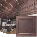 WOWSTAR 12-Pack 24"x24" Drop Ceiling Tiles, Waterproof Glue up Ceiling Panels, Modern Style 3D Wall Panels, Antique Copper, 2x2ft