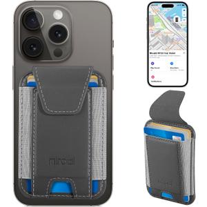 Miroddi for MagSafe Wallet, Works with Apple Find My, Stronger Magnetic Phone Wallet Tracker for iPhone 16/15/14/13/12 Series, Magnetic Card Holder with Privacy Flap, RFID Blocking, Fit 7 Cards, Gray