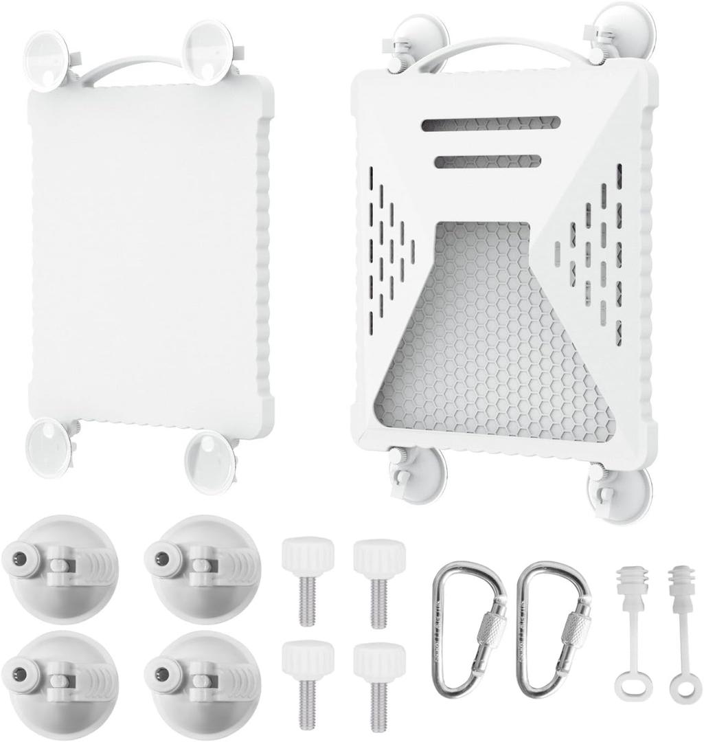 ACOVE Suction Car Cup Mount for Starlink-Mini,2-in-1 Satellite Dish Mounts Protective Silicone Case & Strong Suction Cup Stable Satellite Signal with Hook & Handle for Car Window/RVs/Road Trips,White