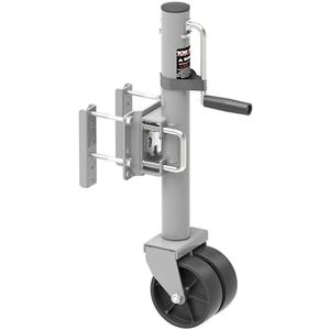 TOWKING 6-inch Dual Wheels Trailer Jack, 13" Vertical Movement, 1500 lbs, for RV, Boat, Trailer and More, Silver