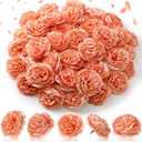 Thiccywoov 50 Pcs Artificial Flowers, 3.2 Inches Silk Rose Head Flowers Fake No Stem for Wedding Bridal Bouquet Home Floral Decor DIY Centerpieces Arrangements Party Tables Decoration(Peach)