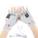 Women's & Men's USB Heated Gloves Knitting Hands Full & Half Heated Fingerless Heating Warmer with Button Washable Design, Mitten Winter Hands Warm Laptop Gloves (Gray)