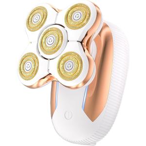 5D Magnetic Electric Razor for Women, Wet Dry Shaver with Floating Head, USB-C Quick Charge, 90 Min Runtime, Gold, for Legs and Body