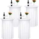 4 Pack White Round Cocktail Table Skirt, 32" x 43" Spandex Stretch Cocktail Tablecloth with Wavy Drapes, Fitted High Top Table Covers for Wedding Parties, Patio, Bar, Banquet