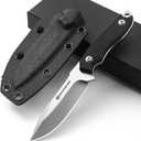DRACHENADER EDC Fixed Blade Knife with Kydex Sheath 7-Inch D2 Steel Small Tactical Knife with Clip Lock, Versatile for Horizontal and Vertical Carry (Black)