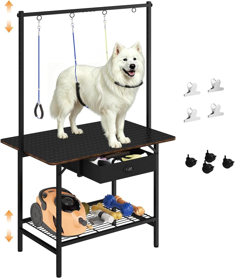 36 In Dog Grooming Table with Drawer & Wheel for Medium Large Dog at home