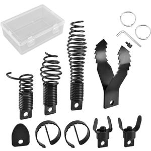 9-Piece Drain Snake Attachment for 5/16" to 3/4" Cables Heavy-Duty Manganese Steel Cutters for Roots Grease and Stubborn Clogs Includes 9 heads Storage Case and Metal Ring