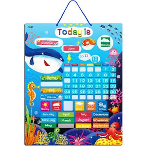 Magnetic Learning Calendar Portable Educational Learning Tool for Preschool or Toddler Age (The Ocean Version)
