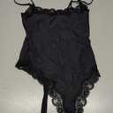 Navneet Women Sexy Lace Bodysuit Lace Trim High Cut Thong Spaghetti Strap Cami Bodysuit Going Out Tank Tops Body Suit, Small 