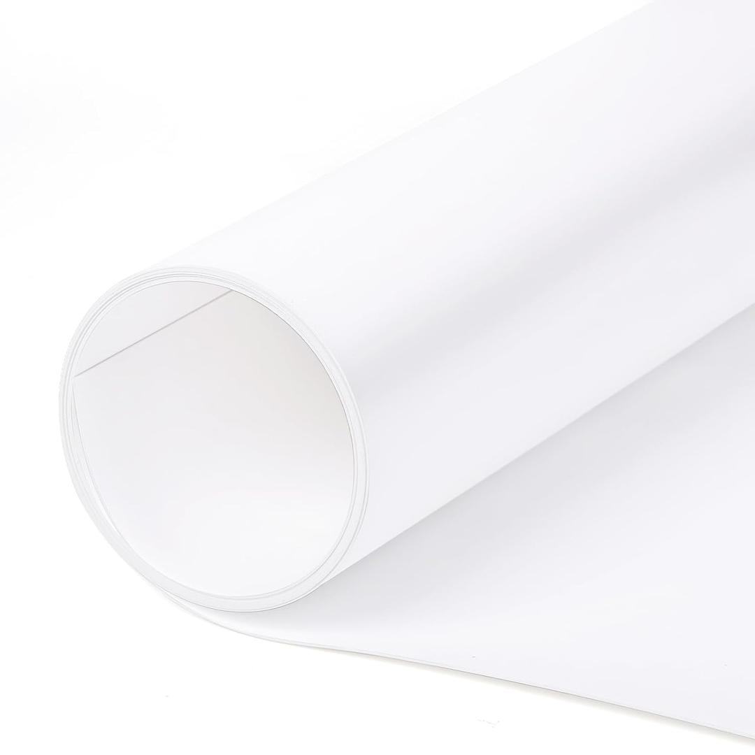 White Plastic Roll 16x96In 0.8mm Thick Hard Polypropylene Flexible Plastic Sheet for DIY Crafts, Custom Gaskets, Furniture Trim Protective Liners, Heat Bendable Cut-to-Size