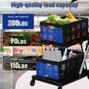 Collapsible Shopping Cart with 2 Bins Grocery Cart on Wheels Multi Use Two Tier Folding Cart for Farmers Market,Kitchen,Grocery Shop