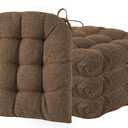 ELFJOY Tufted Chair Cushions for Dining Chairs Set of 4 Premium U-Shaped Chair Pads with Ties Comfortable Seat Cushion for Kitchen Office Dining Room (17"x 16"x 3" Coffee)