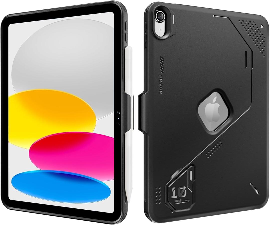 ProCase Soft TPU Case for iPad (A16) 11th Generation 2025 11 Inch/ 10th Gen 2022 10.9 Inch, Ultra-Slim Anti-Slip Shockproof Rugged Cover with Pen Holder for iPad 11/10 -Black