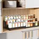 Spice Rack Organizer for Cabinet, Expandable 3 - Tiered Spice Rack, Metal Spice Organizer, Spice Shelf Organizer for Cabinet, Countertop, Pantry, Cupboard, Black