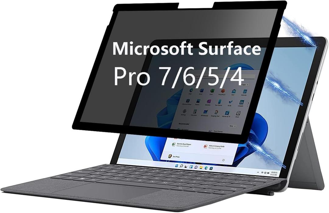 Privacy Screen for Microsoft Surface Pro 7,6, 5,4 - Privacy Screen Protector Surface Pro 7,6, 5,4 Screen Protector - Fully Removable,Easy to Install,Reusable,No Bubbles Screen Protector (Surface Pro 4/5/6/7)