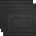 PIGCHCY Placemats,Washable Vinyl Woven Table Mats,Elegant Durable Placemats for Dining Table Set of 4 (18 x 12 inches, Pure Black)