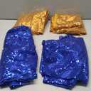 4 Panels 2 x 8 ft Blue and Gold Sequin Backdrop Curtain Glitter Backdrop Curtain for Congrats Grad Graduation Party Decorations Birthday Wedding Background Anniversary Photography