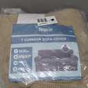 Turquoize 4 Piece T Cushion Sofa Slipcovers Stretch Couch Cover Furniture Covers with 3 Individual T Cushion Covers, Machine Washable (3 Cushion Sofa, Sand)