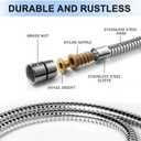 Eisinly Shower Hose, 79 Inches Extra Long Stainless Steel Handheld Shower Head Hose with Brass Insert and Nut, Flexible, Chrome