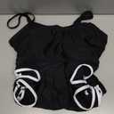 OYOANGLE Women's Maternity One Piece Swimsuits Cut Out Spaghetti Strap Pregnancy Bathing Suits Swimwear (Large, Black and White)