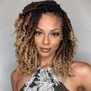 Leeven Pre Twisted Passion Twist Crochet Hair 10 Inch 8 Packs Pre Looped Ombre Blonde Bomb Twists 3 Tone Short Curly Bohemian Synthetic Braiding Hair for Black Women 12 Strands/Pack #1B/30/27