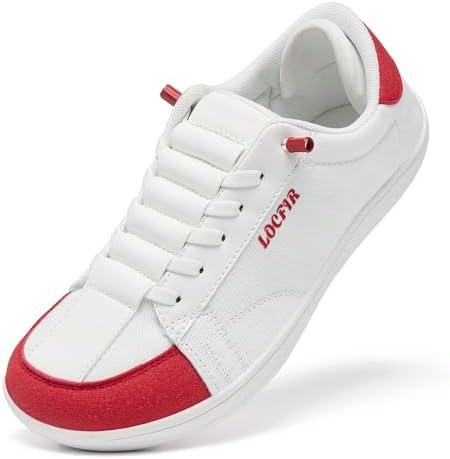 Womens Wide Barefoot Shoes Zero Drop Minimalist Canvas Slip-on Walking Sneakers, White, 10 Size