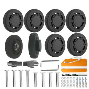 Luggage Suitcase Replacement Wheels 1.93inch(49mm) Diameter 8 Pcs 0.43inch(11mm) Thickness Wear-Resistant Mute Suitcase Rubber Swivel Caster Repair Kits for Trolley Bag Travel Box