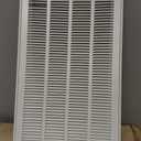 30" X 16 Steel Return Air Filter Grille for 1" Filter - Fixed Hinged - Ceiling Recommended - HVAC Duct Cover - Flat Stamped Face - White [Outer Dimensions: 32.5 X 17.75]