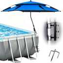 7FT Above Ground Pool Umbrella with Poolside Mount Bracket, Adjustable 5-Level Pool Sunshade for Frame Pools, Heavy-Duty UV Resistant Patio Umbrella for Backyard, Garden, Pool Deck