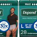Depend Incontinence Underwear for Men, Large, 56 Count | Maximum Protection | Grey | Disposable