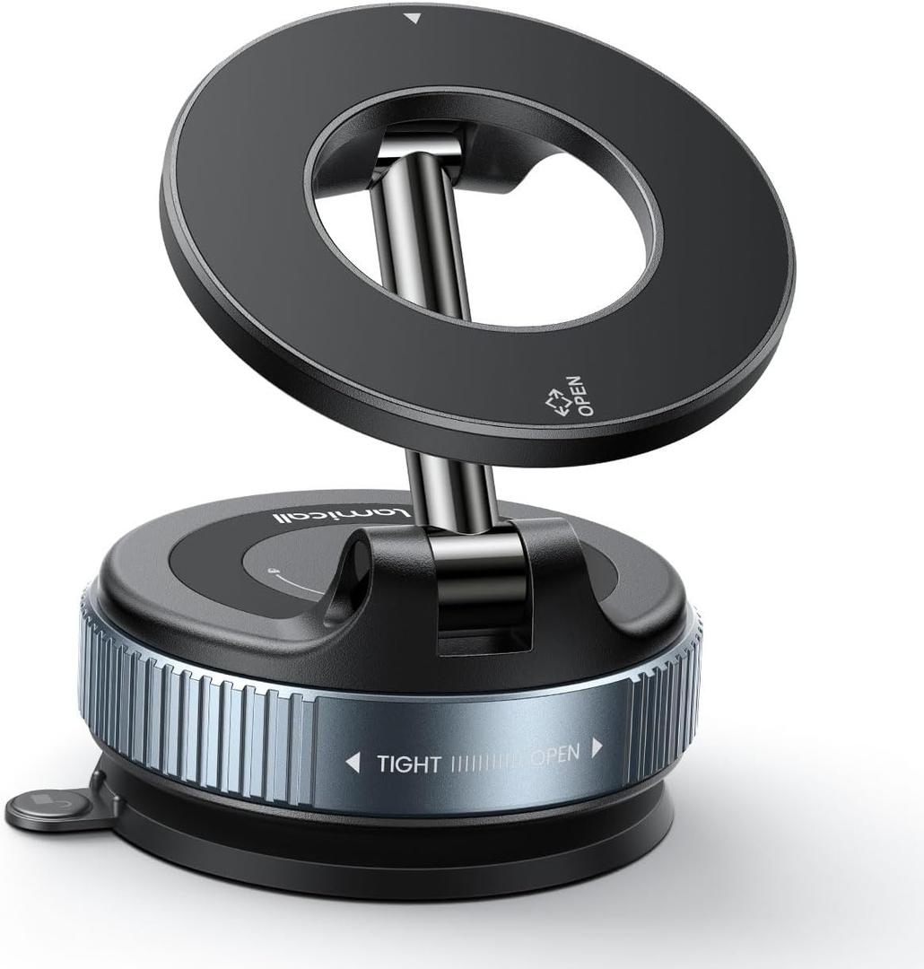 Lamicall Car Phone Holder - [70 LBS Strongest Suction] for Magsafe Car Mount, 360 Suction Cup Phone Mount Dashboard Windshield Vacuum Magnetic Phone Holder for Car fit iPhone 17/16Pro Max Mothers Day (Black)