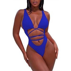 Sovoyontee 2026 Women's Sexy Cheeky One Piece Swimsuits High Cut Thong Bikini Bathing Suit Monokini, Medium
