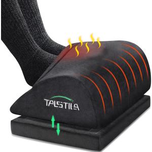 TALSTILA Foot Rest for Under Desk at Work, Foot Rest with Warm Plush Feet Pocket, Ergonomic Adjustable Memory Foam Footrest for Office Chair, Foot Stool for Office - Back & Leg Pain Relief (Double Layer, Black)