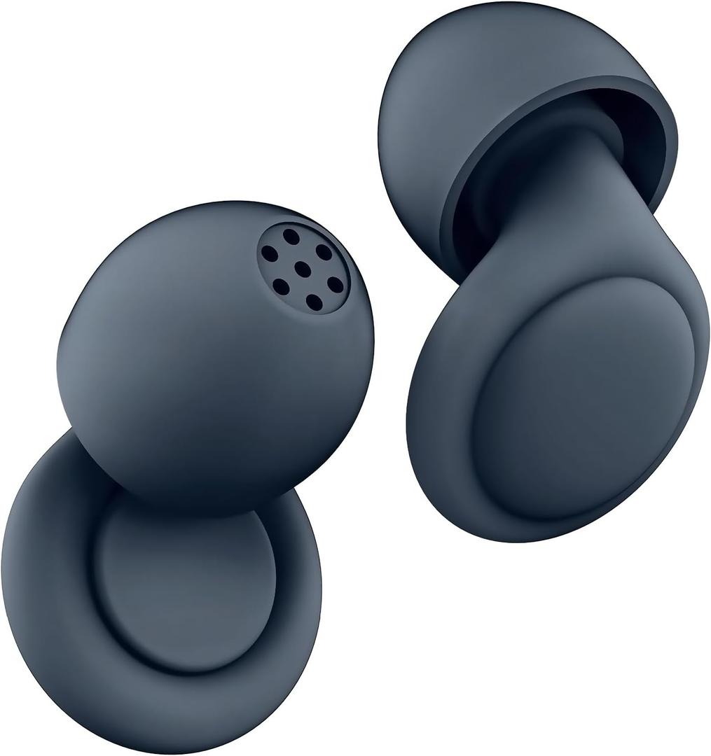 2 Noise Cancelling Ear Plugs, Beinkap Sleeping Earplugs with 12 Silicone Soft Reusable Ear Tips for Social Gatherings, Work, Sleeping, Concerts, Parenting, Conversation, 28 dB Noise Reduction (Blue)