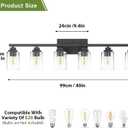 Matte Black Bathroom Light Fixtures, 6-Light Vanity Lights over mirror