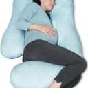 MOON PARK Pregnancy Pillows for Sleeping - U Shaped Full Body Maternity Pillow with Removable Cover - Support for Back, Legs, Belly, HIPS - 57 Inch Pregnancy Pillow for Women - Aqua