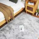 Ghouse Grey Faux Rabbit Fur Rug 5x7 Machine Washable Area Rugs for Bedroom Fluffy Rugs for Living Room No-Shedding Carpet Sheepskin Rug (4'11" x 7'1" (Rectangular))