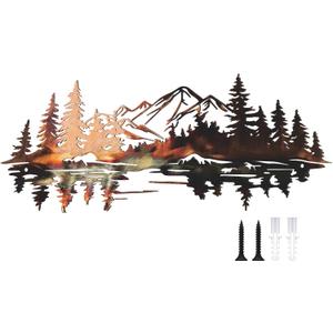 Novabright Mountain Reflection Wall Art Natural Metal Landscape Wall Decor Modern Rural Aesthetic Mountain Art Decoration for Living Room, Bedroom, Office, 6.3 x 13.8 Inches