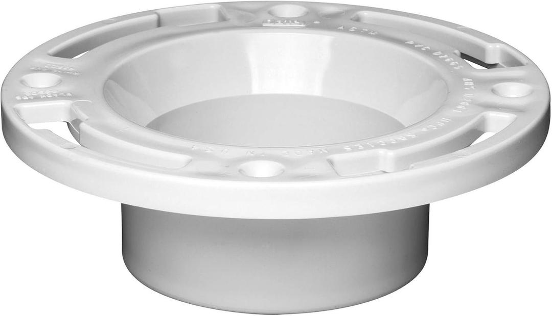 Oatey 3 in. or 4 in. PVC Closet Flange with Plastic Ring without Test Cap, White (1 Count (Pack of 1))