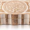 Great Birthday Gift Handmade Decorative Wooden Jewelry Box Tree Of Life Carving Jewelry Organizer Keepsake Box Treasure Chest Trinket Holder Watch Box Storage Lock Box 9 x 6 Inch Housewarming Gift