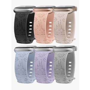 2 Packs Cartoon Bands Compatible with Apple Watch Bands 38/40/41/42/44/45/46/49mm Womens, Soft Silicone Cute Engraved Strap for iWatch Series 11 10 9 8 7 6 5 4 3 SE/Ultra 3 2 1