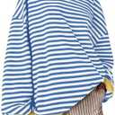 UEU Women Oversized Striped Crewneck Sweatshirt Long Sleeve Color Block Pullover Tops Casual Loose Workout Shirt, M