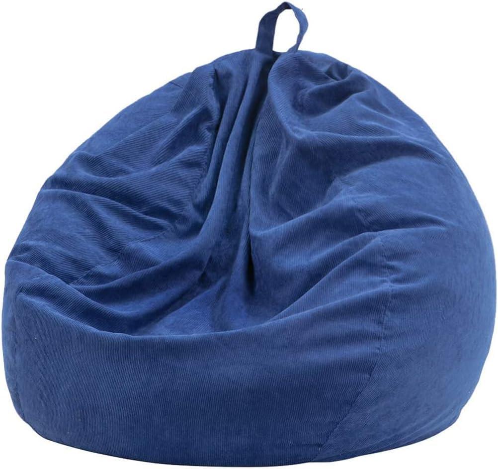 Nobildonna Bean Bag Chair Cover (No Filler) for Kids and Adults,Beanbag Stuffed Animal Storage Without Filling Plush Toys Holder and Organizer Soft Premium Corduroy 200L (Dark Blue) (Medium(Cover Only))